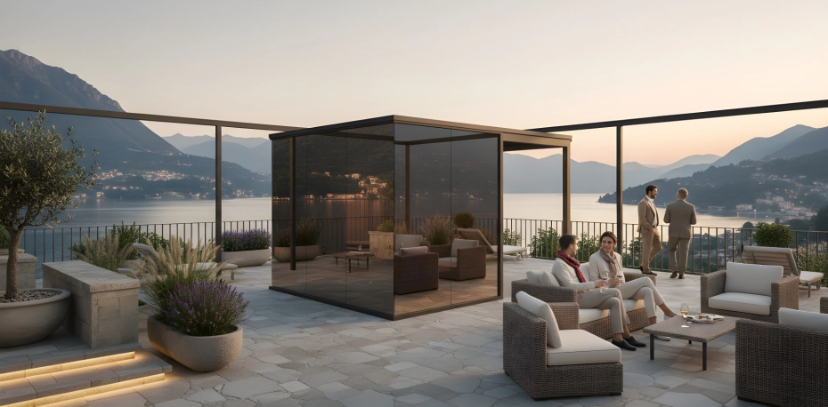 Prémiová zrkadlová sauna pre vonkajší wellness